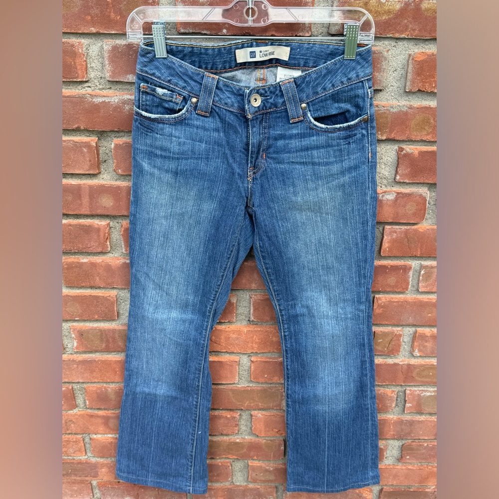 GAP curvy low rise boot cut blue denim jeans size 0 pants bootcut EUC
